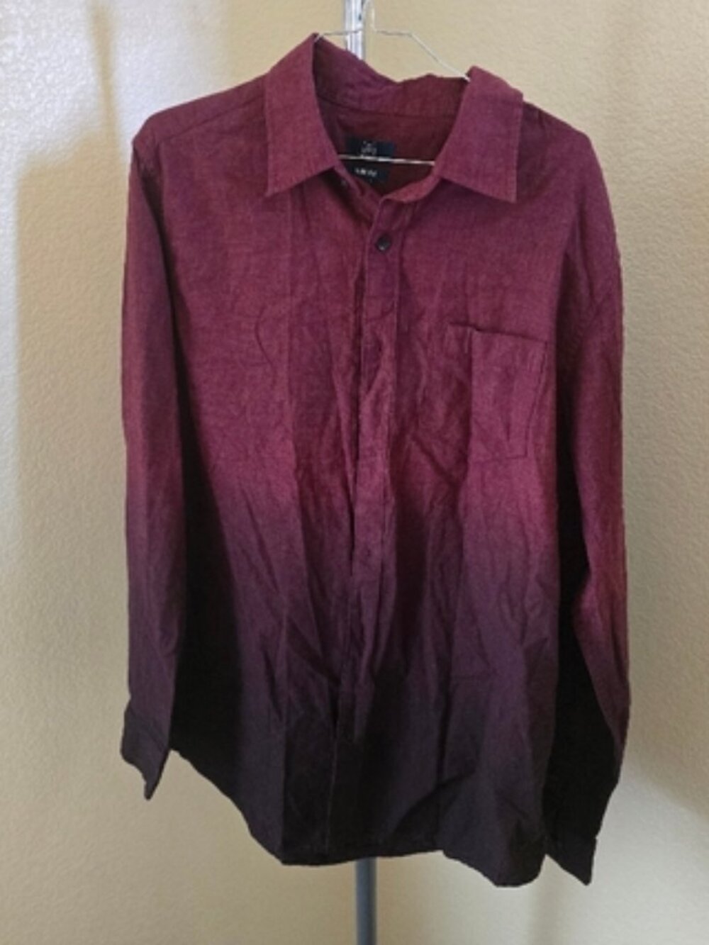 George Long Sleeve Burgundy Button Up Shirt With Pocket